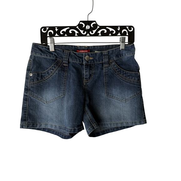 Unionbay Y2k Shorts 7 Blue Denim Stretch‎ Casual Jean Pockets Mid Rise Utility - Picture 1 of 7